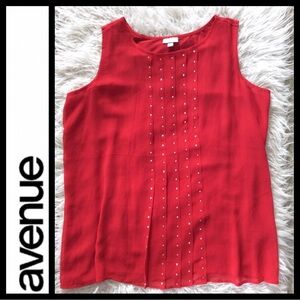 NWOT Avenue Embellished Pleated Chiffon Tank